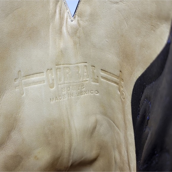 Corral Studded Inlay Leather Pointed Toe Western Cowboy Boots Country Size 7.5 M - Picture 9 of 10